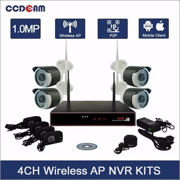 CCDCAM VAIZDO 4CH Belaidžio NVR Rinkinys 1MP Wi-fi IP Kamera Nustatyti 4CH NVR Rinkinys 720P Saugumo kamerų Sistema Nemokamas Pristatymas