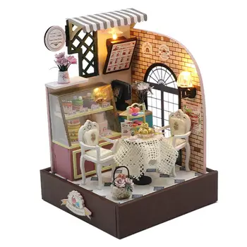 Miniatiūriniai Lėlių Namai Rinkinys su apsauga nuo dulkių Dangtelis Kūrybos Kambario Cake Shop Berniukų, Mergaičių, Moterų Suaugusiųjų, Draugų Kalėdos Dovanas