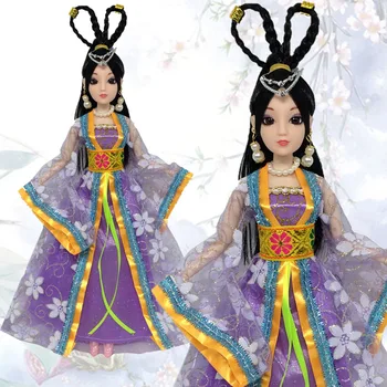 Violetinis Kostiumas Šalis Drabužius Barbie Lėlės Komplektus Gėlių Ilgas Sijonas Suknelės, 1:6 Žaislai Vaikams COSPLAY Vaikų Žaislas 1