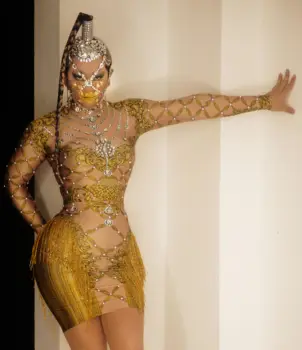 Sidabro Kalnų Krištolas Perlai, Auksas Modelis Pakraščiuose Trumpą Suknelę Moterų Šokių Šou Dainininkė Kostiumas Gimtadienio Vakaro Šalis Suknelė