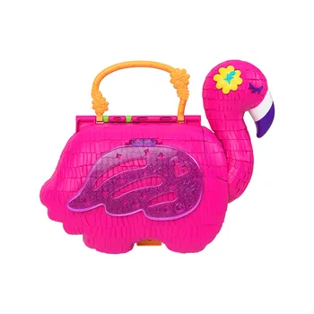 Polly Pocket Flamingo Šalis Didelis Kompaktiškas Playset Su 26+ Netikėtumų Atrasti & Fun Princesė Žaisti Namus, Žaislų Mergaitėms Dovanų HGC40