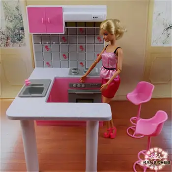 Barbie Doll Baldų Priedai Plastiko Žaislas Svajonė Virtuvės baldai, Virtuvės Spintelė Viryklės Dovana Girl 