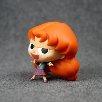 10 cm animacinių filmų cute girl Didelis galvos lėlė su apelsinų plaukų ir strazdanų ant jo veido waiwai miaoen 1