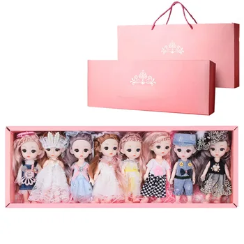 16cm mini 6 lėlės didelis dovanų dėžutė mažos mergaitės žaislas nustatyti modeliavimo mielas baras princesė, nei vaikų, dovanų suknelė Kūdikių Lėlės Silikono