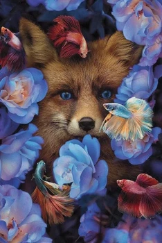 JMINE Div 5D fox žuvų gėlių Pilna Deimantų Tapybos kryželiu rinkiniai meno Aukštos Kokybės Gyvūnų 3D dažų deimantai