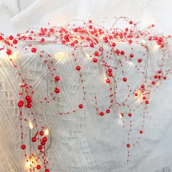 Kalėdų LED Pearl Uogų Styginių Šviesos Girlianda Romantiškas Vestuvių Šventė Dekoracijos, Rekvizitas Namuose Kalėdų Dekoracijos