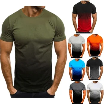 Vyriški Laisvalaikio Sportiniai Marškinėliai Mados Atvartas 3D Gradientas trumpomis Rankovėmis Apvalios Kaklo Marškinėliai