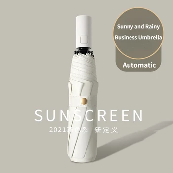 Automatinis Lankstymo Verslo Skėtis nuo Lietaus ir Shine Dual-naudoti Anti-UV Moterų Saulės Skėtis Didelis 3-lankstymo Vyrų Automobilių Skėtis