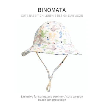 [Binomata] Vaikų Skrybėlę Japonų Stiliaus Šviežių Katytė Sodo Spausdinti Medvilnės Baby Sun Big Kraštų Moterų Vieną Vaikų