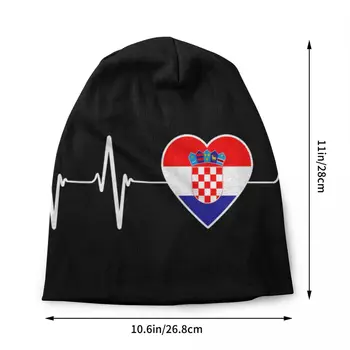 Širdies Kroatijos Vėliava Beanie Kepurė Unisex Žiemą Šiltas Variklio Dangčio Femme Mezgimo Skrybėlės Kroatijos Didžiuotis Skullies Beanies Kepurės 1