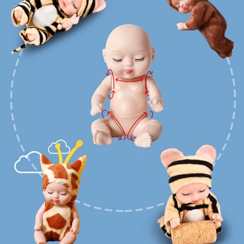 6 Gabalus Miego Baby Doll Mielas Gyvūnų Kūdikių Lėlės Aukštis Minkšta Imituojamas Reborn Baby Vaikų Žaislas su Drabužiais 3