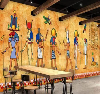 Custom 3D Foto Tapetai Senovinių Egipto Freskomis, Baras, Restoranas Fone Namų Dekoratyvinės Sienų Tapyba, Freskos Tapetai Meno