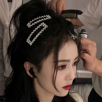 Korėjos Stiliaus Mados Deimantų, Perlų, Stačiakampio, Plaukų Įrašą Asmenybės Dizaino Prasme BB Įrašą Temperamentas Net Raudona Paprasta Šukuosena