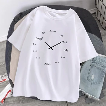 Matematikos Laikrodis Vėpla Juokingas Žmogus Marškinėlius Trumpomis Rankovėmis Hip-Hop Negabaritinių T Shirts Kūrybiškumą Drabužių Asmenybės Atsitiktinis Kvėpuojantis Viršūnės