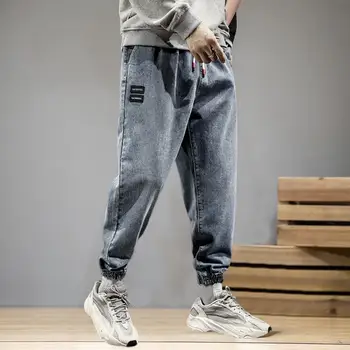 Hip-Hop Kelnės Elastingos Juostos Tiesiai Vyrams Multi Kišenės Hip-Hop Džinsinio Bėgiojimo Kelnės Anti-pilling Atsitiktinis Džinsus Streetwear 4