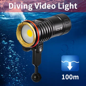 DM10 5500K 2700 liumenų HD vaizdo nardymo photoraphy šviesos 100m po vandeniu, nardymo vaizdo šviesos nardymo vietoje, lengvųjų nardymo užpildyti šviesos fakelas 4