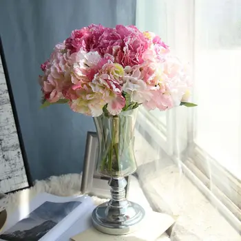 12 Vnt Šilko Hydrangea Dirbtinių Gėlių Puokštė Padirbtų Augalų, Gėlių, Namų Puošimas, Vestuvių Papuošimas Priedai Patalpų
