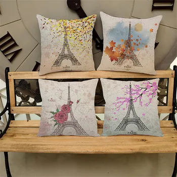 KYYZROZZZ Franch Paryžiaus Gėlės Modelis Medvilnės Skalbiniai Pagalvėlė Padengti Sezoną Gyvenimo Eifelio Bokštas Pagalvė Padengti Kėdės Užvalkalas Juosmens