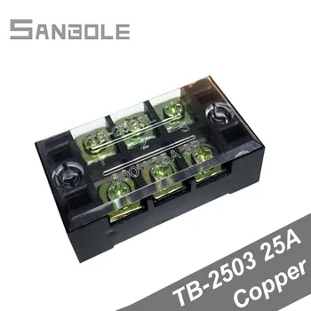 Gnybtų Bloko TBC-2503/TB-2503 Fiksuoto Tipo su dangtelio varžtus 25A 600V 3 Pozicijos 0.5-2.5mm2 Elektros Vario (10VNT) 0
