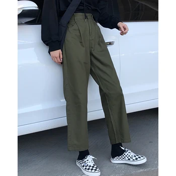 Pavasarį, Rudenį Harajuku ins hip-hop Kelnes ulzzang laukinių Moterų kelnes Streetwear korėjos mados Tiesiai kojų atsitiktinis kelnės naujas