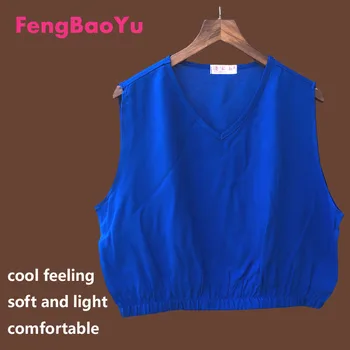Fengbaoyu Aukštos kokybės Medvilnės, Šilko Vasaros Ponios Ultra-trumpas V-apykaklės Liemenė Bamba Pižama Pagal Elastiniai šaltai Balta Drabužiai