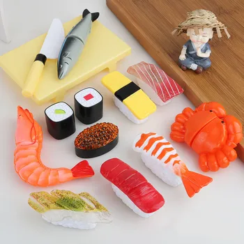 13pcs/set vaikai virtuvės žaislų rinkinys sumažinti maisto produktų Imitavimo sushi Krabų, krevečių, tunų virtuvės elementų Žaisti namus, Interaktyvus Žaislas kūdikiui dovanų