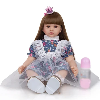 60cm Reborn Baby Lėlės Vaikiška Mergaitė Mėlyna Gėlių Baltos Marlės Sijonas Vaikas Lėlės, Žaislai, Kalėdų Dovana