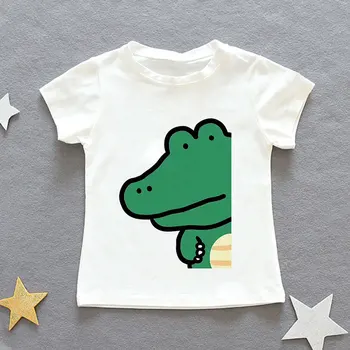 2019 Naujas Vasaros Vaikų Drabužiai, marškinėliai Vaikai Gyvūnų Zondas Veiksmų Mergaičių marškinėliai Balti Drabužiai Įdomus Ir Mielas marškinėliai Berniukams Mados 1
