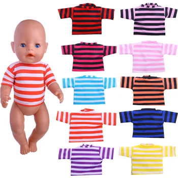 Lėlės Mielas Modelis, Dryžuotas Trumpi marškinėliai Tinka 18 colių Amerikos&43 Cm Gimęs Kūdikis,Kartos,rusijos 