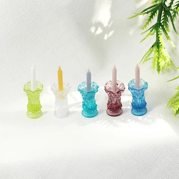 1Pcs 1/12 Lėlės Namas Miniatiūriniai Dervos Žvakė Taurės Modeliavimas Žvakidė Modelis Žaislas, Mini Dekoro Lėlių Priedai 0