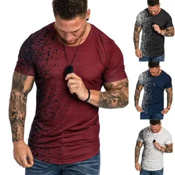 Vasarą Vyrai 3D Spausdinimo T-Shirt Namų Snaigės Dėmės Modelis Atsitiktinis Gradientas Atvartas, O-Kaklo trumpomis Rankovėmis Marškiniai Negabaritinių Viršūnės
