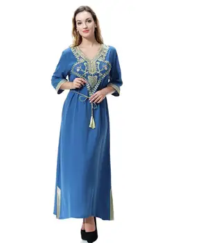 Naujas mados Spausdinti Musulmonų Suknelė Moterų V-Kaklo, Elegantiška Moteris Maxi Artimųjų Rytų Arabų Moterų Apdaras suknelė a746