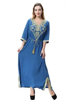 Naujas mados Spausdinti Musulmonų Suknelė Moterų V-Kaklo, Elegantiška Moteris Maxi Artimųjų Rytų Arabų Moterų Apdaras suknelė a746 1