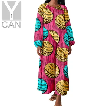 Atsitiktinis Afrikos Suknelės Moterims Spausdinti Ilgų Palaidų Maxi Suknelės Žibintų Rankovės Komplektus heidi bazin Riche Afrikos Drabužius Y2225031 2