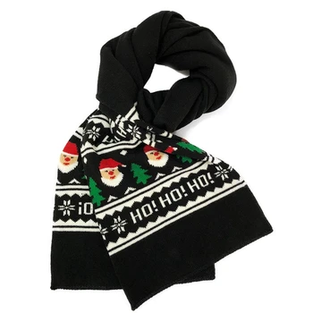 1pack Santa Hat/ Šalikas/ Set Black Akrilo Santa Hat Unisex Komfortą Kalėdų Skrybėlės Klasikinis Kalėdų, Naujųjų Metų Atostogų 3