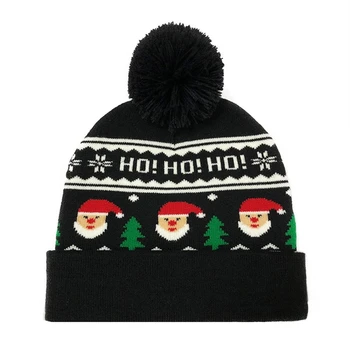 1pack Santa Hat/ Šalikas/ Set Black Akrilo Santa Hat Unisex Komfortą Kalėdų Skrybėlės Klasikinis Kalėdų, Naujųjų Metų Atostogų 4