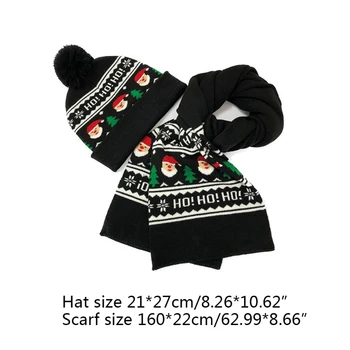 1pack Santa Hat/ Šalikas/ Set Black Akrilo Santa Hat Unisex Komfortą Kalėdų Skrybėlės Klasikinis Kalėdų, Naujųjų Metų Atostogų 5