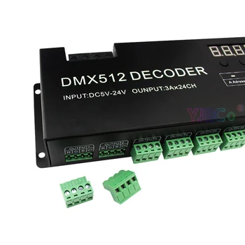 24 Kanalų DMX512 dekoderis DC 5V (12V 24V 3A*24CH vieną spalvą RGB LED Juostos Scenos apšvietimas PWM Valdiklis DMX512/1990 signalas