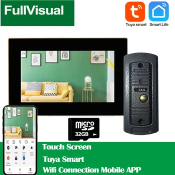 Fullvisual Touch Ekraną, Wifi, Vaizdo Duris Telefono Ryšio Belaidį durų skambutį su Kamera 7 Colių Patalpų Stebėti Judesio Įrašymo Atrakinti