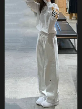 HOUZHOU Atsitiktinis Moterų Sweatpants Harajuku Baggy Poilsiu Moterų Žiemos Kelnės Storio Pločio Kojų Kelnės korėjos Mados Streetwear 0
