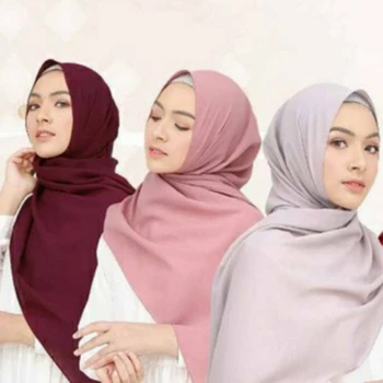 2020 Musulmonų Dviguba Kilpa Šifono Hijab Šalikas Femme Musulman Wrap Skarų Islamo Skarelė Malaizija Hijab Moterų Foulard