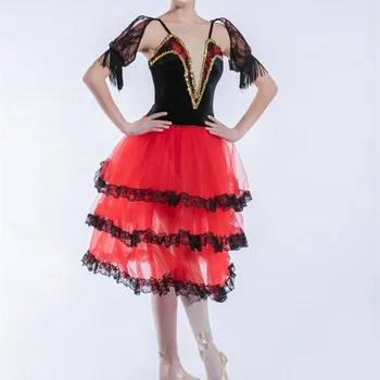 2022 Raudona Profesionalių Baleto Tutus Mergaitėms Vaikas Gulbių Ežeras Baleto Suknelė Šokių Drabužius Blynas Ballerina Dailiojo Čiuožimo Suknelė 0