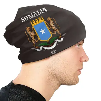 Somalio variklio Dangčio Skrybėlę, Mezgimo Skrybėlių Mados Rudens-Žiemos Lauko Skullies Beanies Skrybėlę Somalio Vėliavos Unisex Šiltas Dvejopo naudojimo Bžūp 3