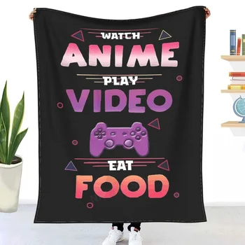 Anime Vaizdo Žaidimų ir Maisto Žaidėjus, Anime Marškinėliai Vyrų ir Moterų Mesti Antklodę Lapus ant lovos antklodė/ ant sofos, dekoratyvinis
