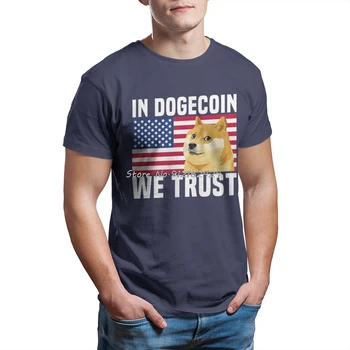 Dogecoin Į Dogecoin Mes tikime, Amerikos Vėliavos Doge Shiba Inu Meme Kriptografijos Marškinėliai Vyrams Marškinėliai Vasaros T-shirt 4