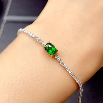elegantiškas aišku, žalia diopside brangakmenio apyrankės moterims sidabro fine jewelry gamtos perlas 925 sterlingas sidabro gimtadienio dovana