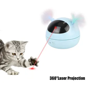 Elektros Robotas Dantį Kačių, Naminių Reikmenys 360 Laipsnių Besisukantis Lazerio Šviesa Funny Cat Stick Plunksnų Smart Kačių Žaislai 4