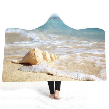3D Beach Myli Gobtuvu Antklodė Sherpa Vilnos Vandenyno Bangos Nešiojami Pliušinis Mesti Antklodę Ant Lovos, Sofa-Storas Šiltas
