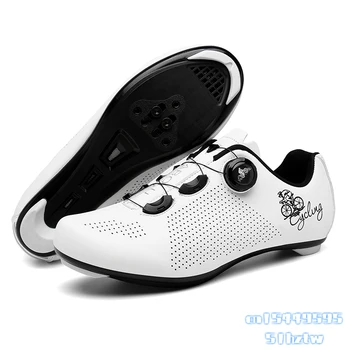 Nauja Kelių dviračių sporto batelius Sneaker balta Lenktynių dviratis Batų Profesinės MTB avalynė Kvėpuojantis Dviračių Lenktynių Savaiminio Fiksavimo Batai