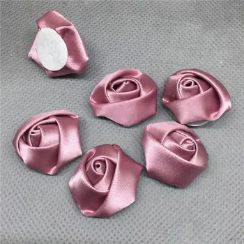 10vnt 25mm Satino Kaspinu Rose Flower 
